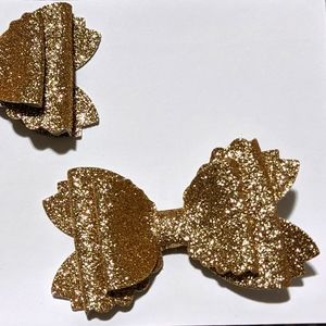 Gold glitter bows. Pigtail Set